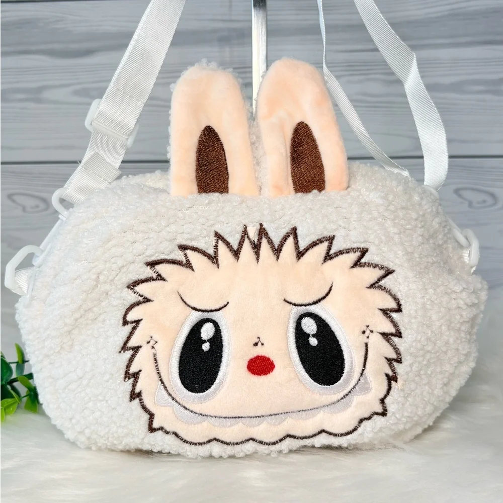 White‎ Sherpa Labubu Crossbody Bag